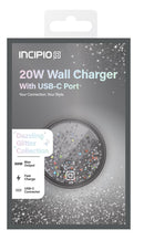 20W USB-C WALL CHARGER - BLACK GLITTER