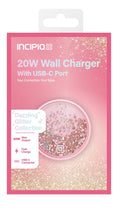 20W USB-C WALL CHARGER - PINK GLITTER