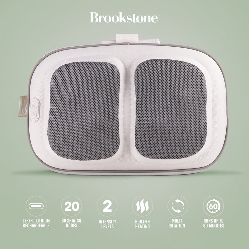 Brookstone-CORDLESS&RECHARGEABLE SHIATSU&HEATING MASSAGE PILLOW