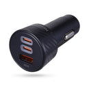Griffin PowerJolt 40W Car Charger with Dual USB-C and USB-A Ports, Fast Charging, 3-Port Design, Universal Compatibility – Black