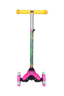 Barney Self Balancing Kick Scooter with Light Up Wheels, Extra Wide Deck, 3 Wheel Platform, Foot Activated Brake for Ages 3 and Up