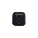 Griffin 65W GaN Wall Charger, Dual USB-C 3.0A Ports, Foldable Prongs, Fast Power Delivery for Laptops, Tablets & Phones