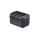 Griffin 65W GaN Wall Charger, Dual USB-C 3.0A Ports, Foldable Prongs, Fast Power Delivery for Laptops, Tablets & Phones