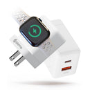Griffin PowerBlock 20W Wall Charger with Smartwatch Wireless Charging, Dual USB-A & USB-C Ports, 2.5W Smartwatch Charger, Foldable Plug