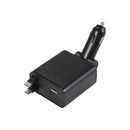 Griffin PowerJolt 45W 4-in-1 Travel Car Charger with Retractable USB-C Cables, Dual USB-C + USB-A Ports, Up to 28" Reach, Fast Charging