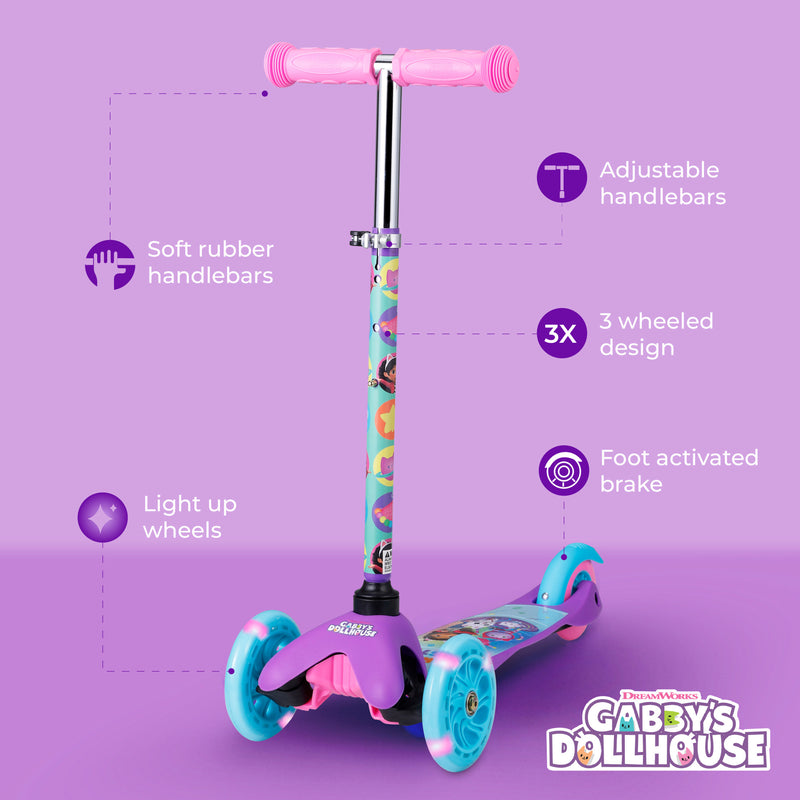 Licensed Tilt/Turn Scooter Light Up Wheels - Gabbys Dollhouse