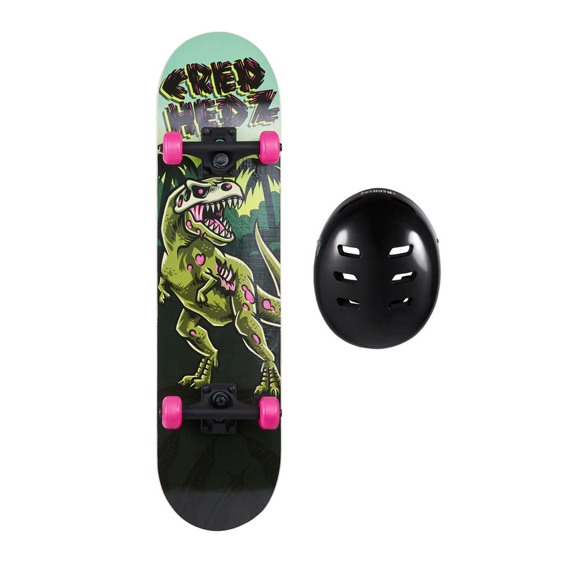 CredHedz 31" Dino Skateboard and Helmet