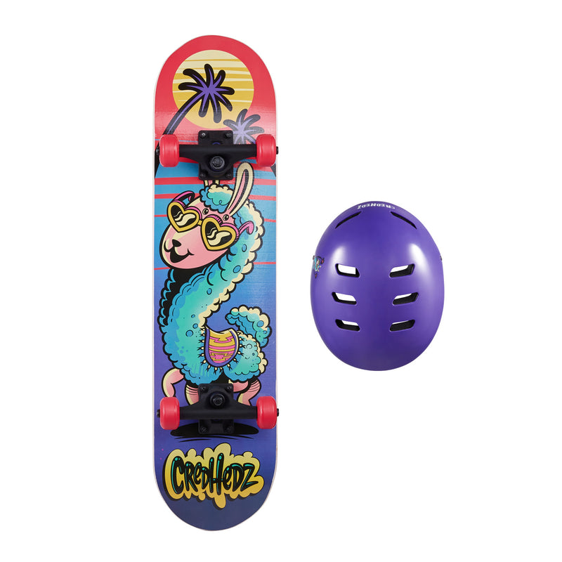 CredHedz 31" Llama Skateboard and Helmet