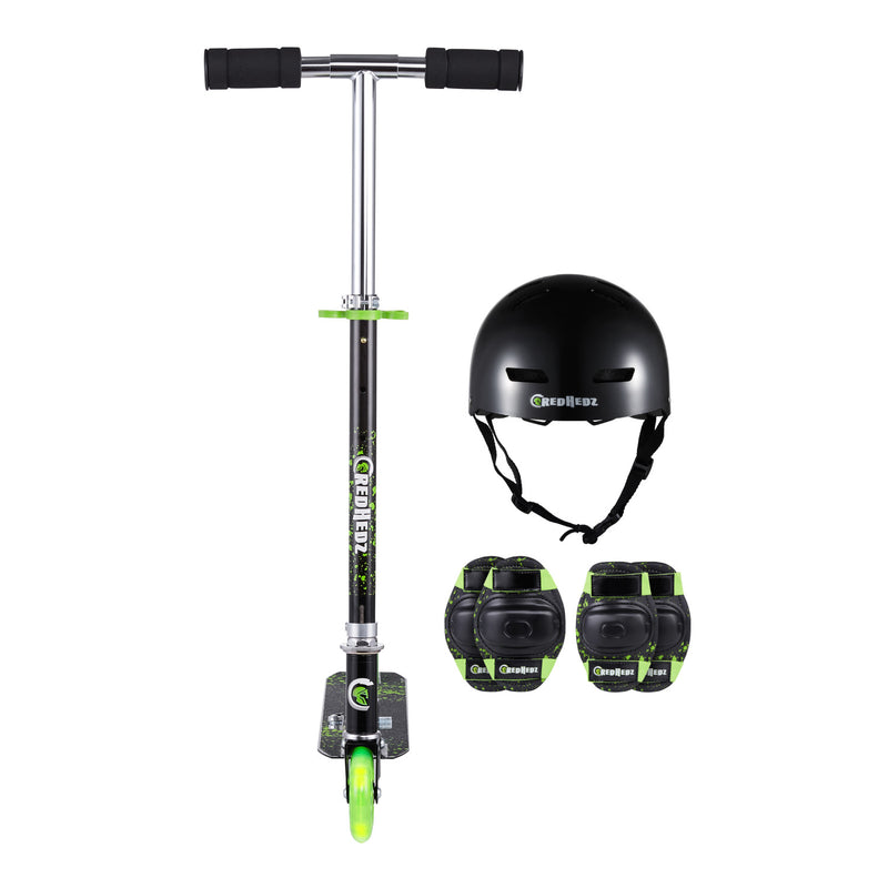 CredHedz Light up 2 Wheel Scooter With Helmet And Protective Gear