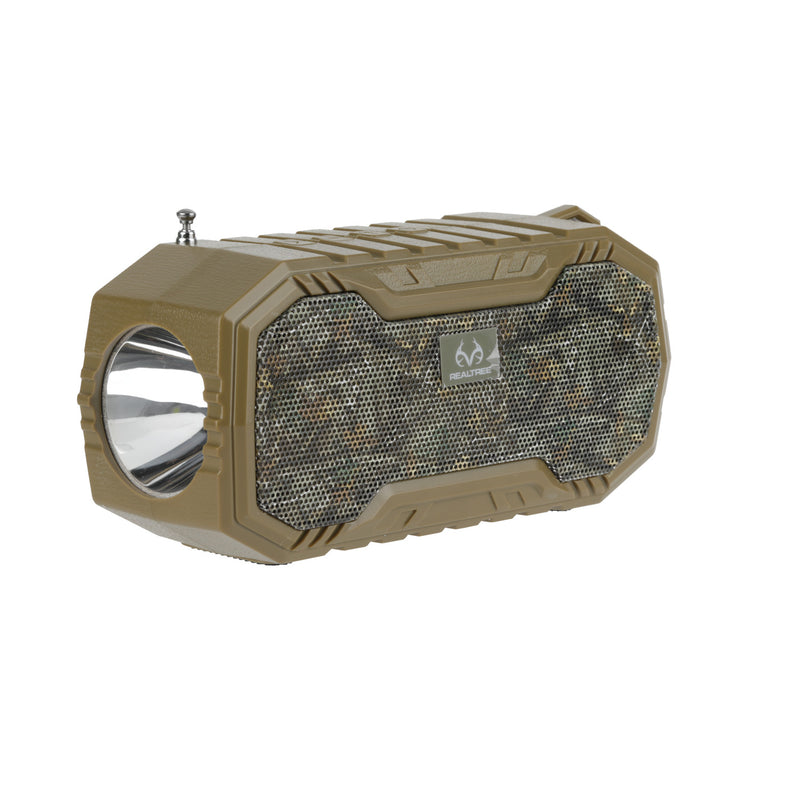 Real Tree Rugged Camping Speaker With Flashlight